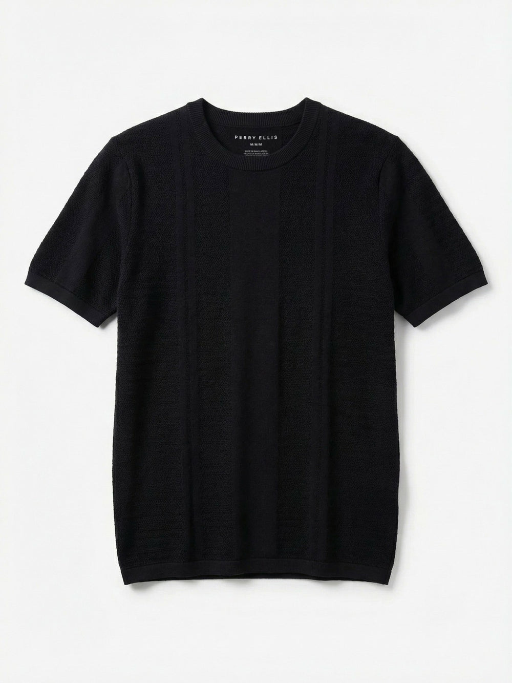 Textured Stripe Crew Neck Sweater Tee -  Perry Ellis US