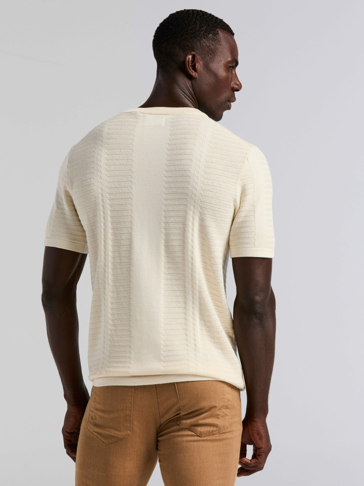 Textured Stripe Crew Neck Sweater Tee -  Perry Ellis US