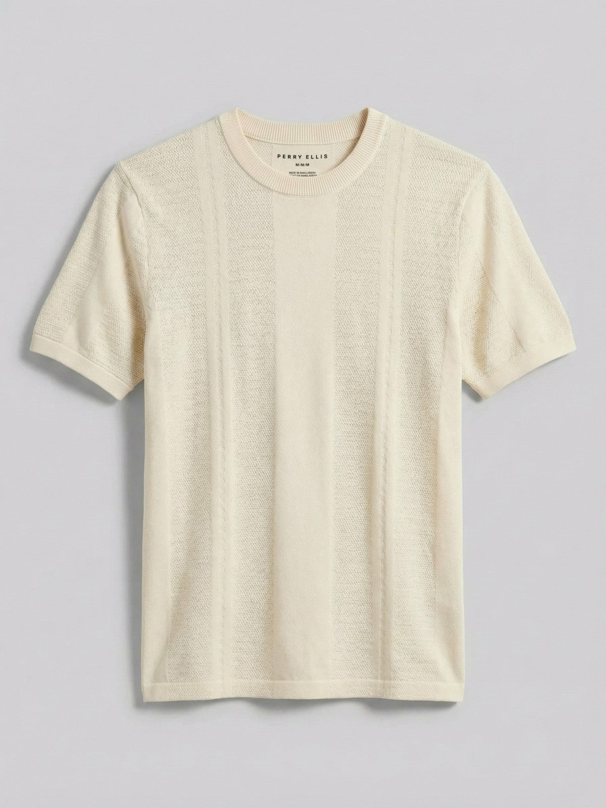 Textured Stripe Crew Neck Sweater Tee -  Perry Ellis US