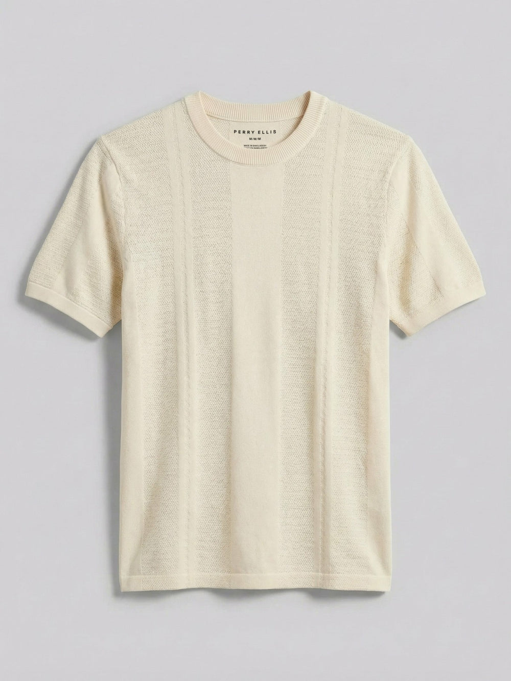 Textured Stripe Crew Neck Sweater Tee -  Perry Ellis US