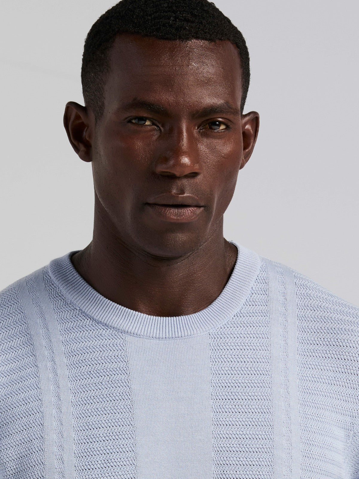 Textured Stripe Crew Neck Sweater Tee -  Perry Ellis US
