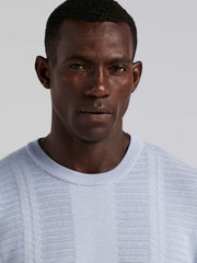 Textured Stripe Crew Neck Sweater Tee -  Perry Ellis US