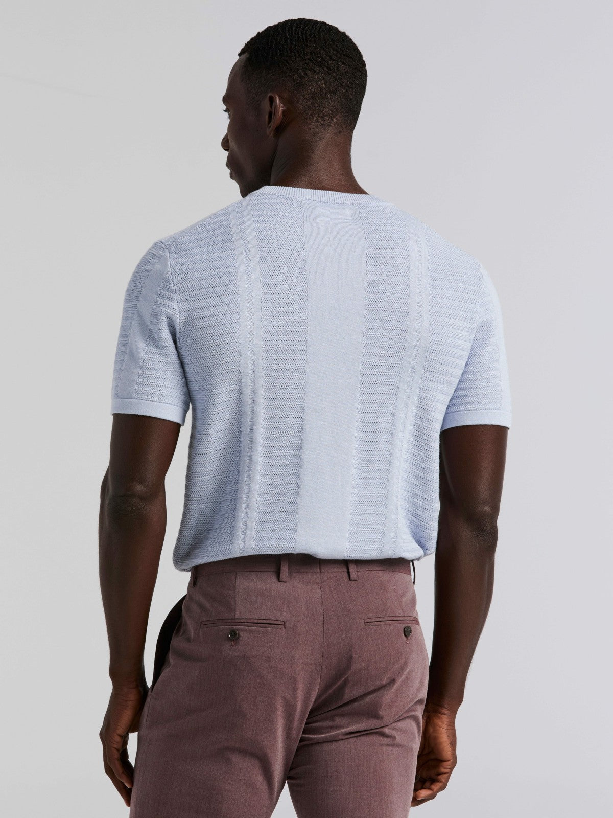 Textured Stripe Crew Neck Sweater Tee -  Perry Ellis US