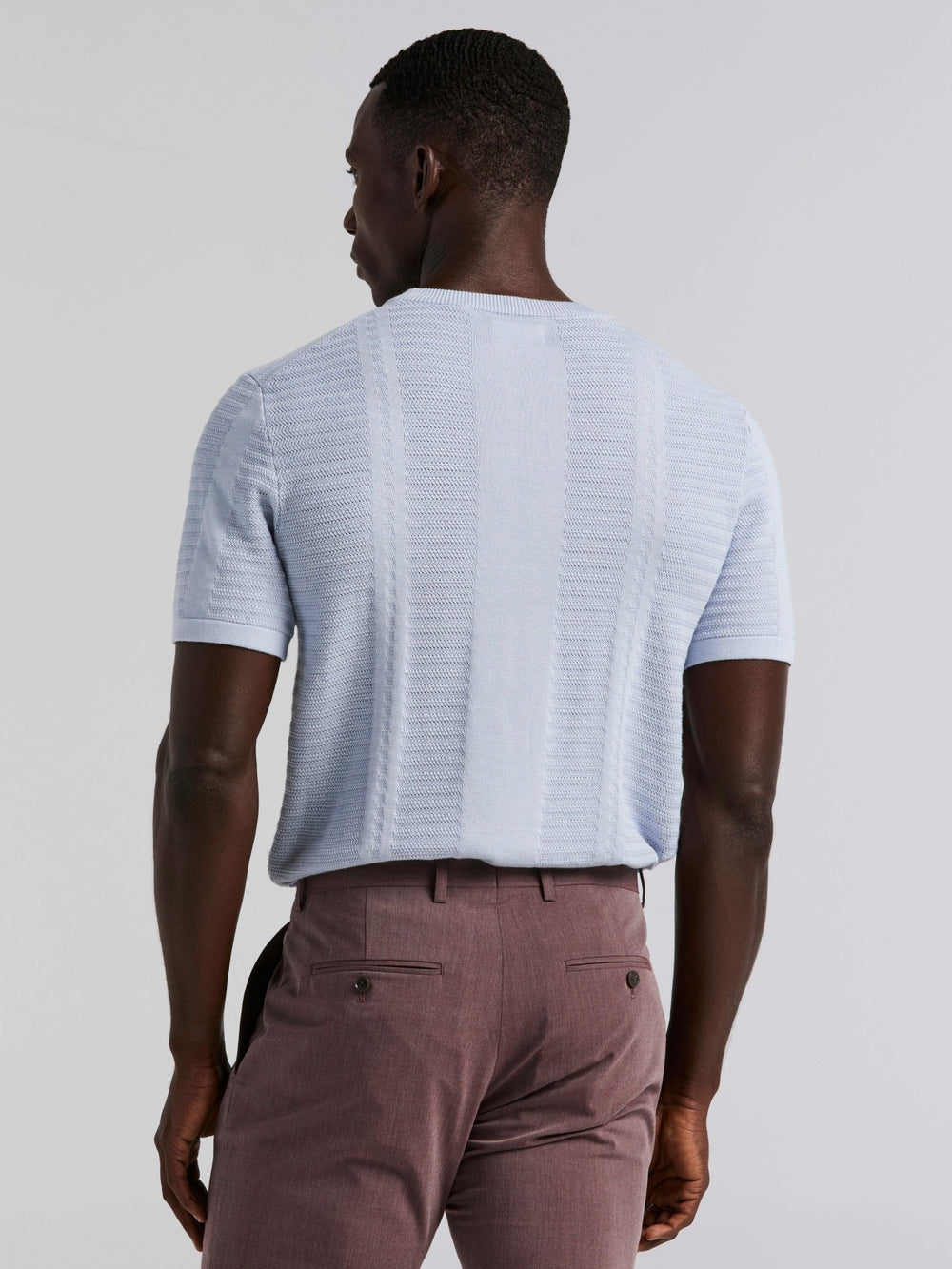 Textured Stripe Crew Neck Sweater Tee -  Perry Ellis US