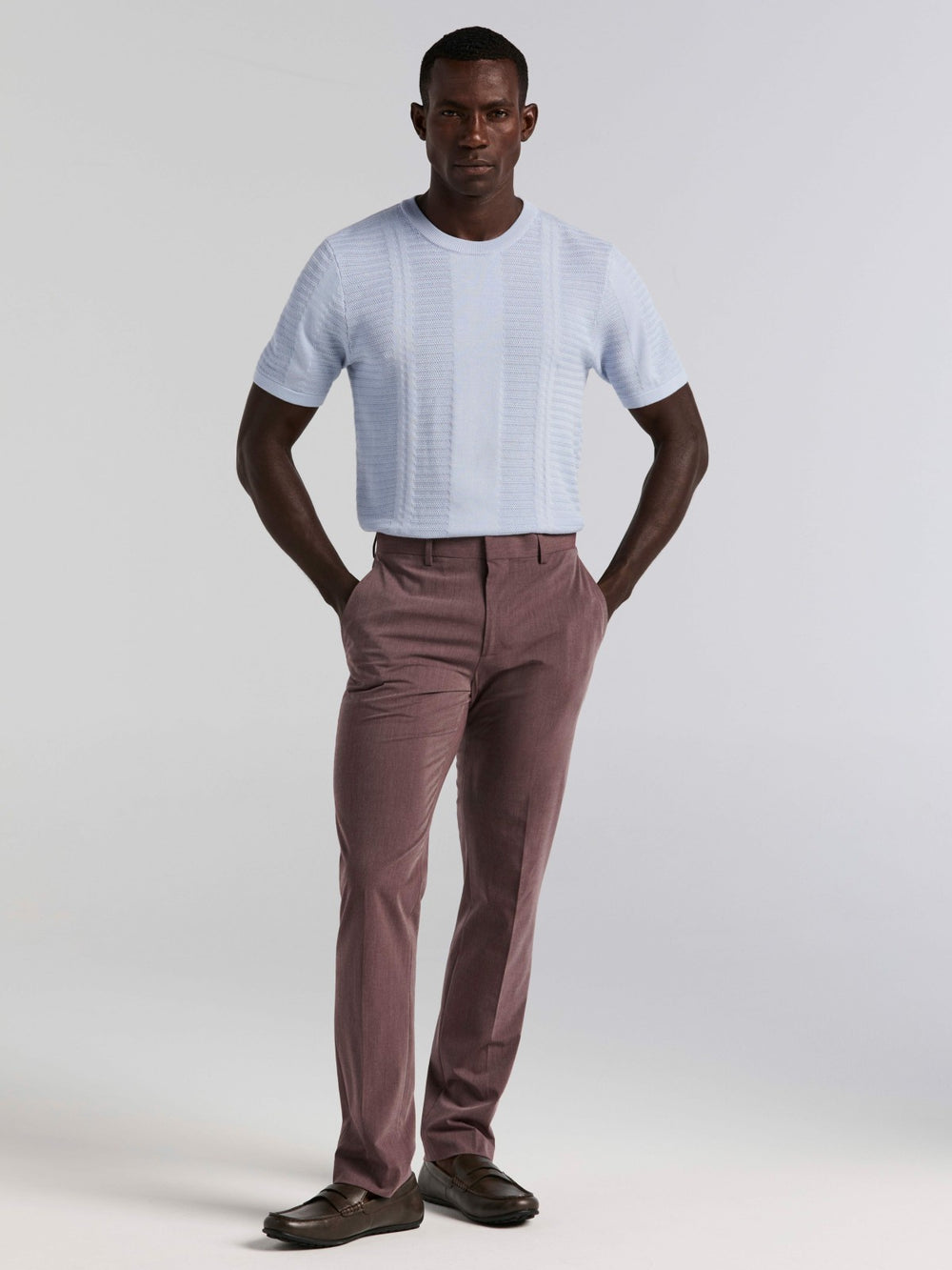 Textured Stripe Crew Neck Sweater Tee -  Perry Ellis US