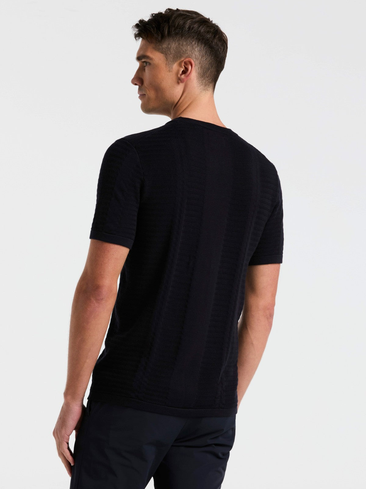 Textured Stripe Crew Neck Sweater Tee -  Perry Ellis US