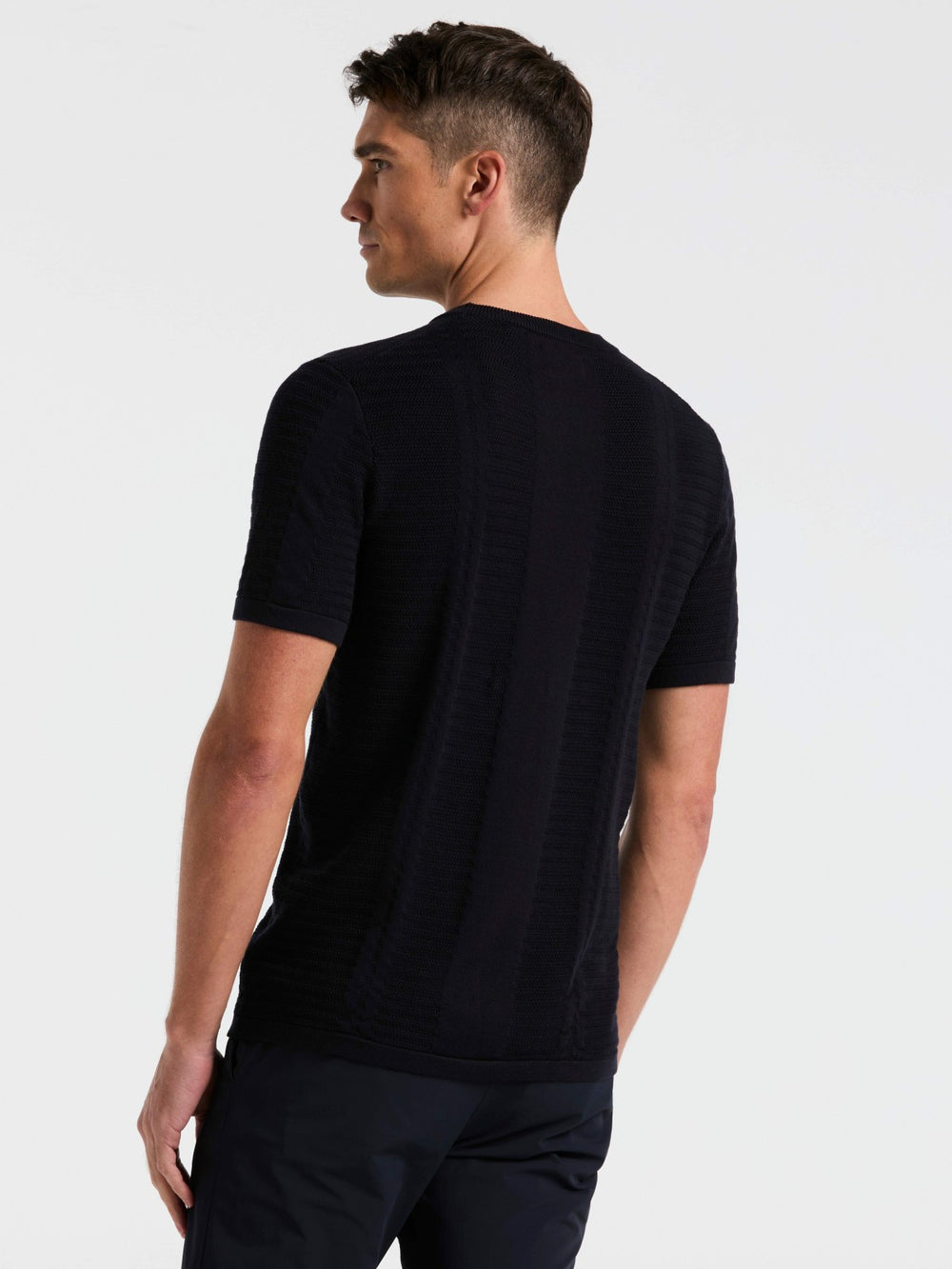 Textured Stripe Crew Neck Sweater Tee -  Perry Ellis US