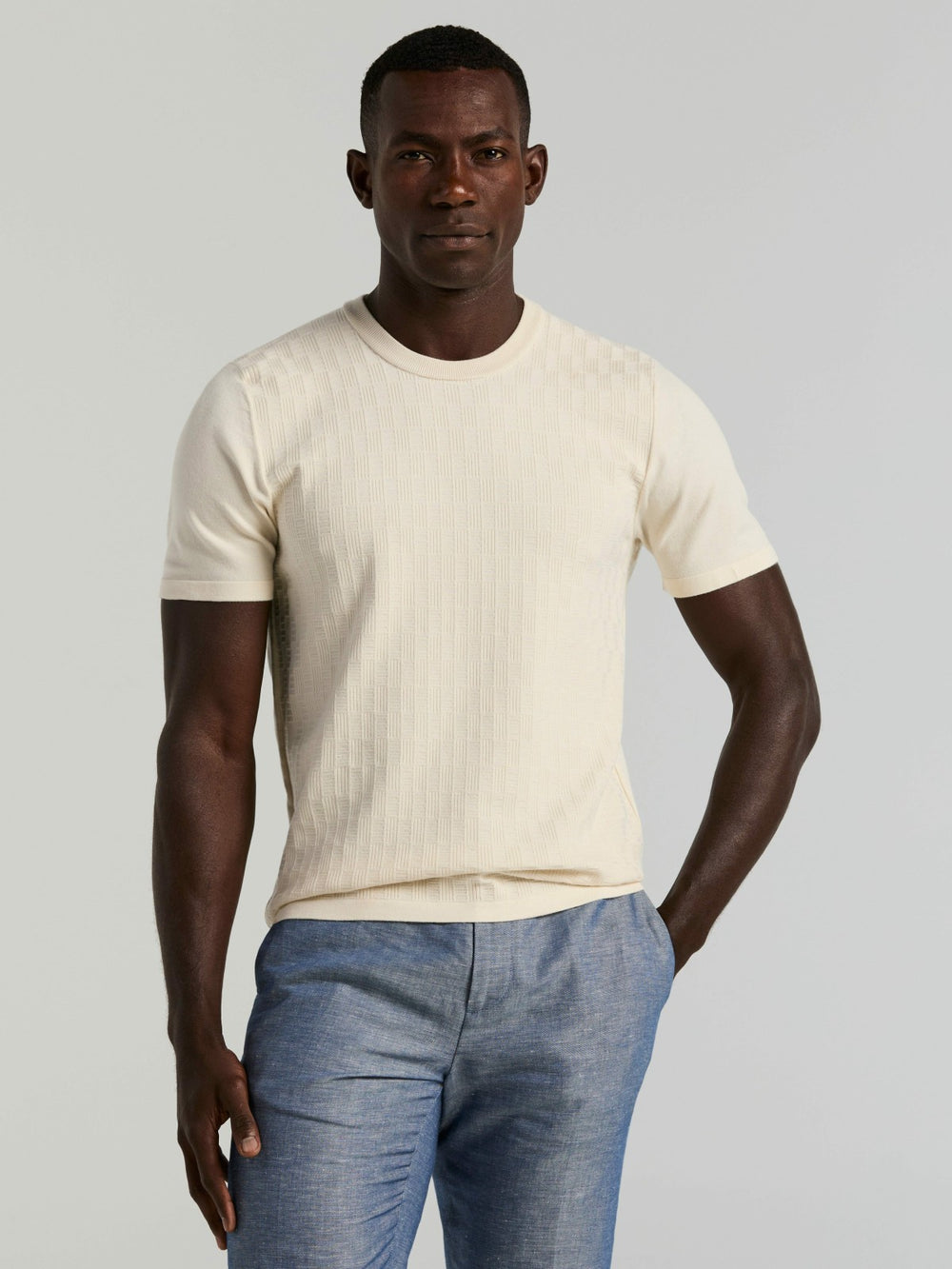 Geometric Textured Sweater Tee -  Perry Ellis near me