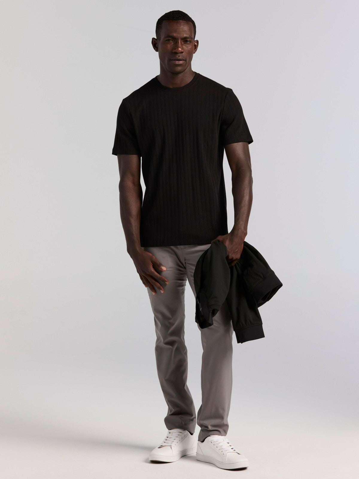Textured Ribbed Crew Neck Tee -  Perry Ellis for sale
