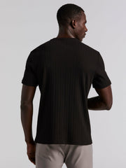 Textured Ribbed Crew Neck Tee -  Perry Ellis for sale