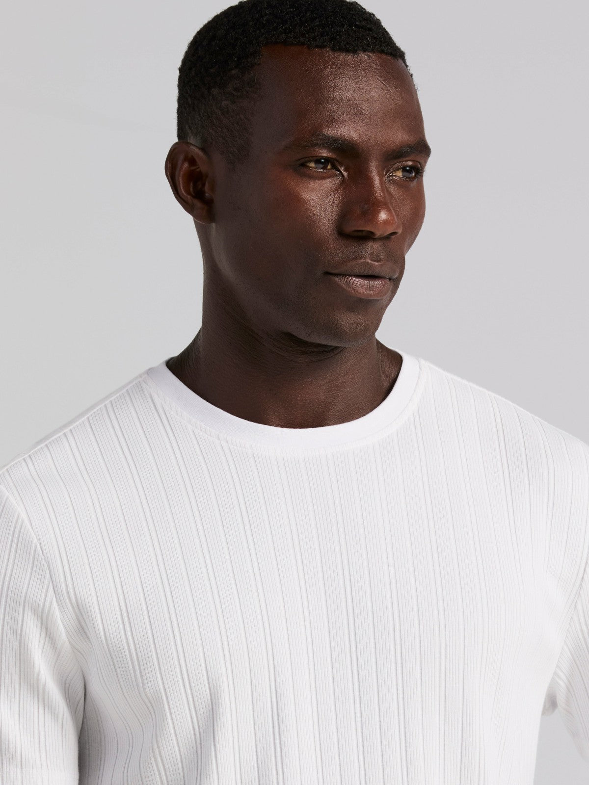 Textured Ribbed Crew Neck Tee -  Perry Ellis for sale
