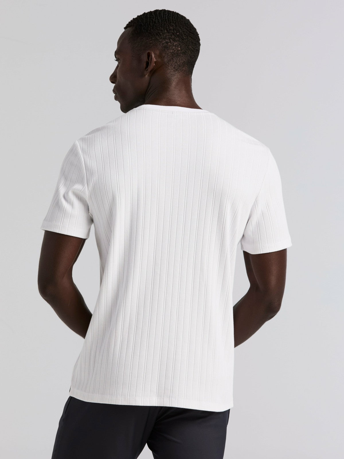 Textured Ribbed Crew Neck Tee -  Perry Ellis for sale
