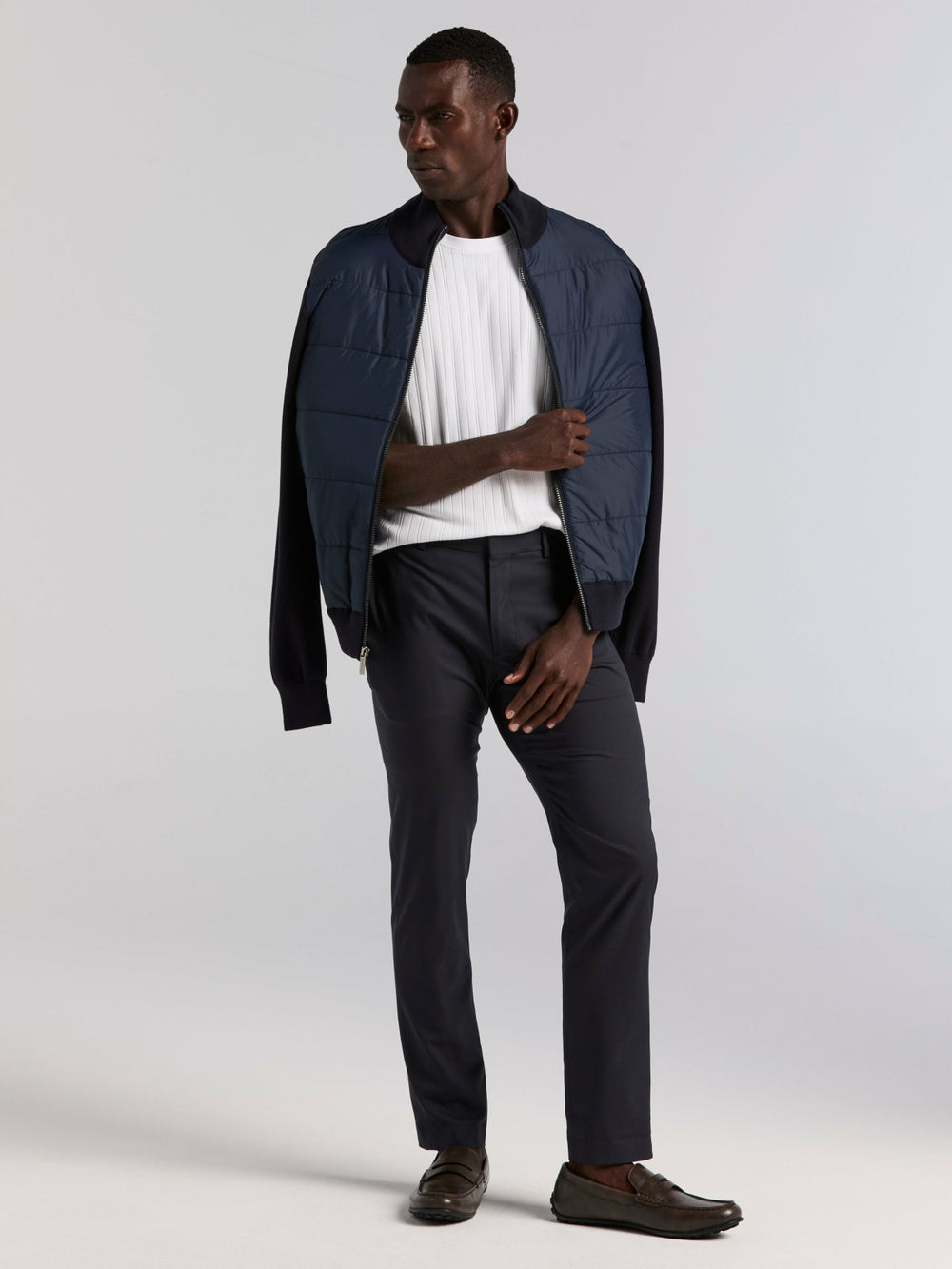Textured Ribbed Crew Neck Tee -  Perry Ellis for sale