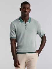 Bi-Color Stitch Zip Polo -  Perry Ellis online
