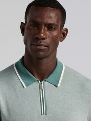 Bi-Color Stitch Zip Polo -  Perry Ellis online