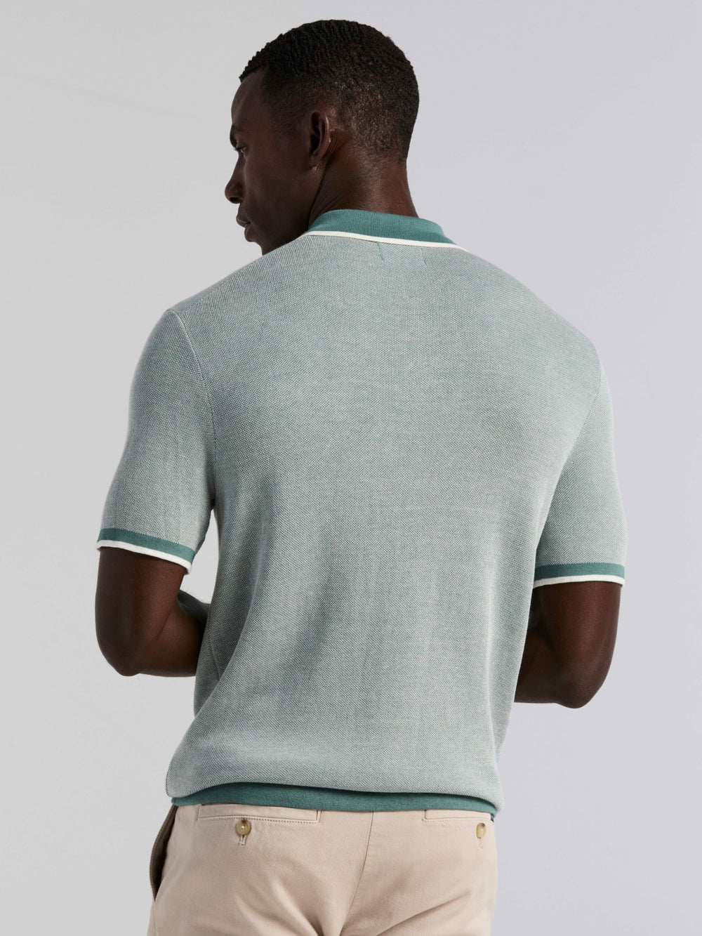 Bi-Color Stitch Zip Polo -  Perry Ellis online