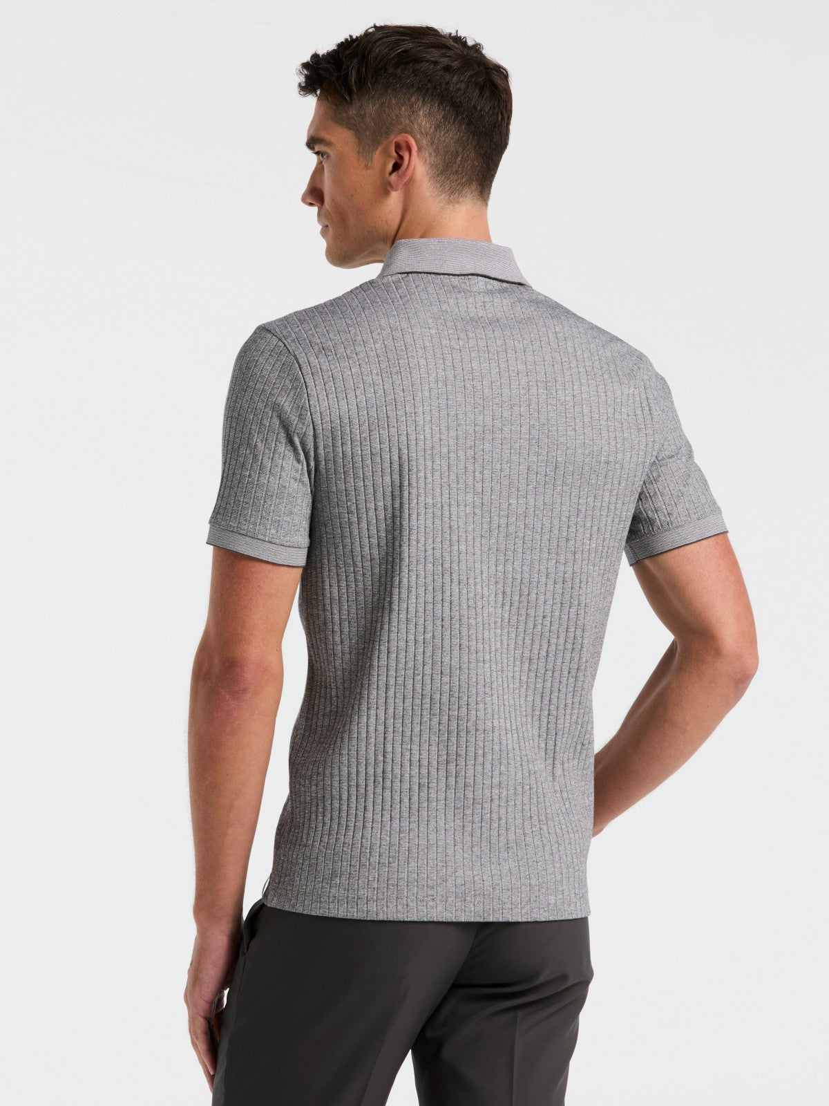 Ribbed Quarter Zip Heathered Polo -  Perry Ellis discount
