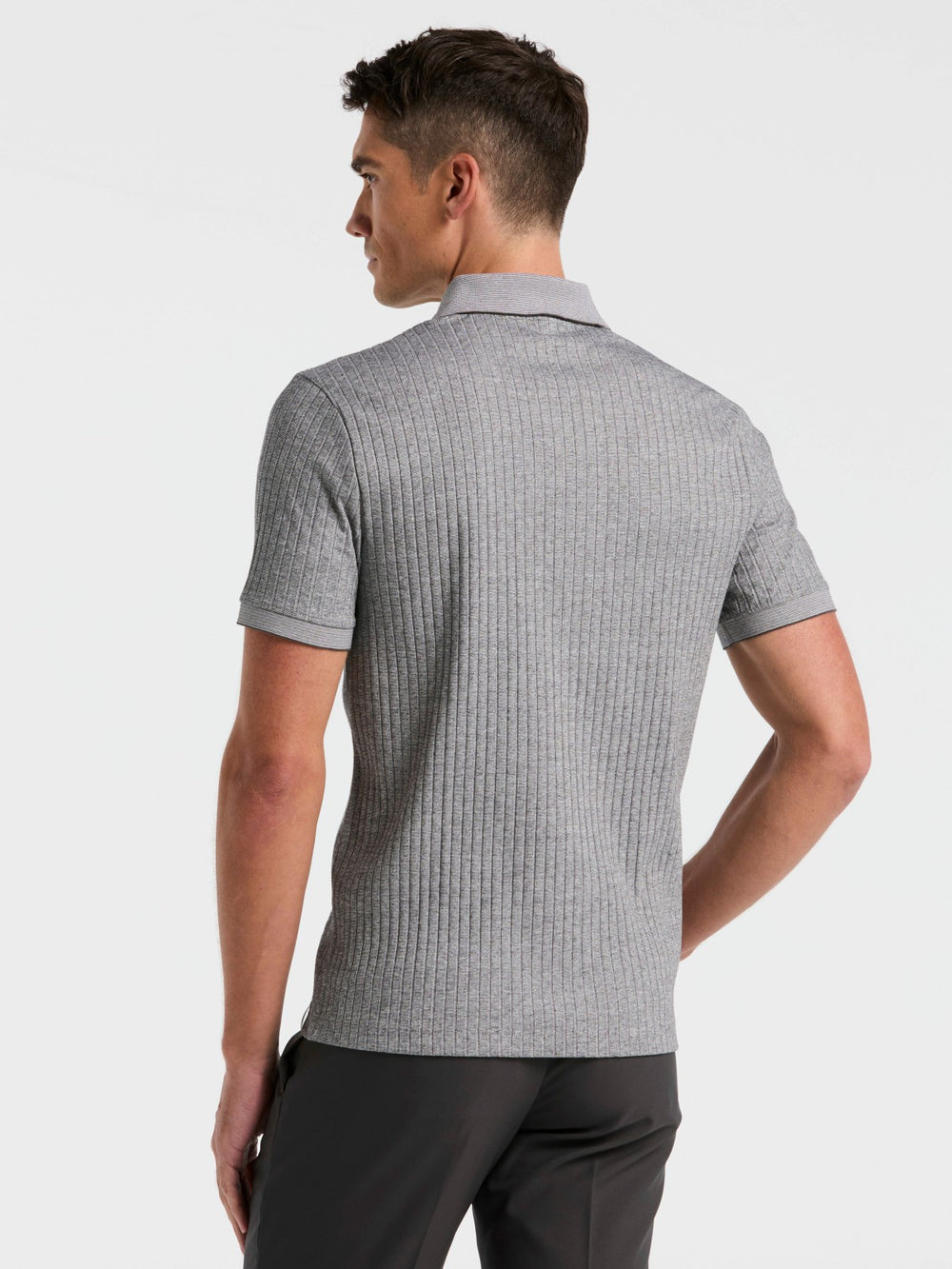 Ribbed Quarter Zip Heathered Polo -  Perry Ellis discount