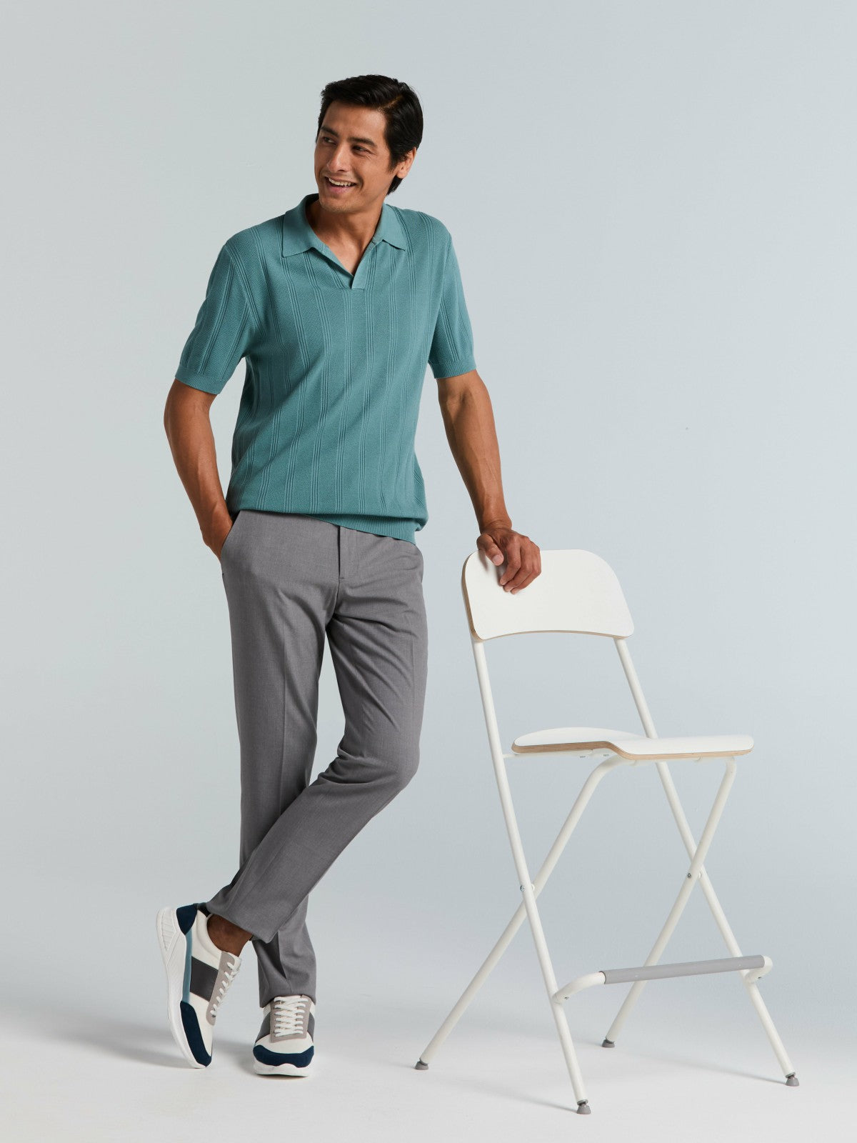 Mesh Stripe Sweater Polo -  Perry Ellis US