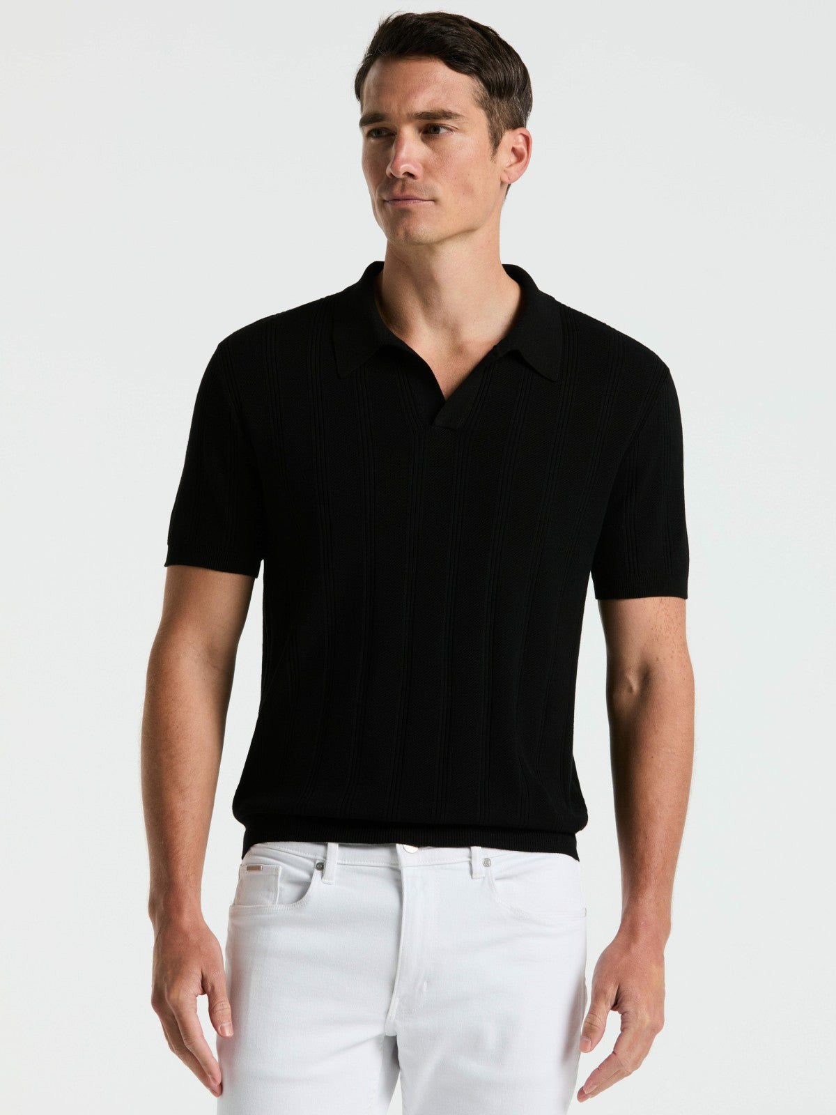 Mesh Stripe Sweater Polo -  Perry Ellis US