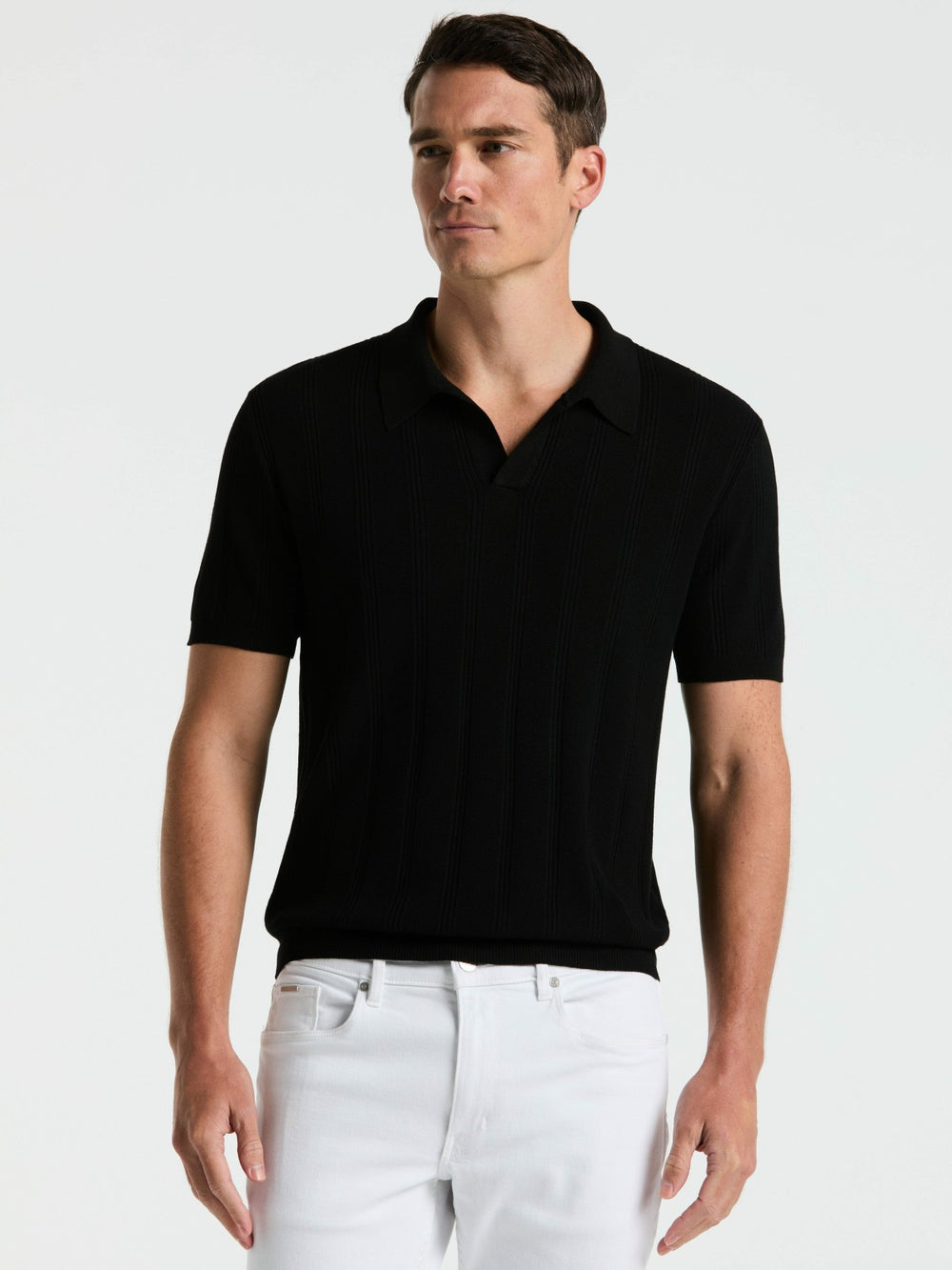 Mesh Stripe Sweater Polo -  Perry Ellis US