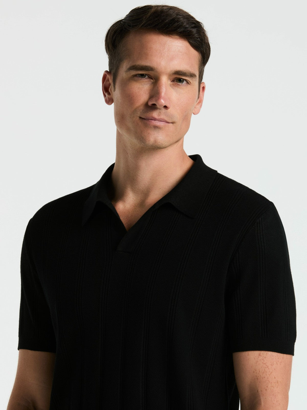 Mesh Stripe Sweater Polo -  Perry Ellis US