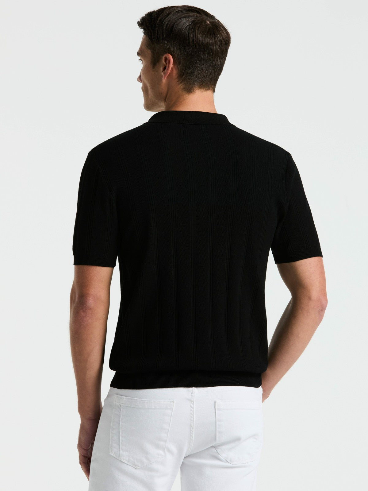 Mesh Stripe Sweater Polo -  Perry Ellis US