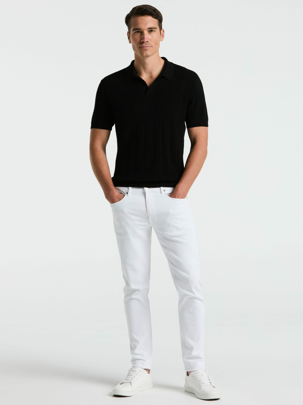 Mesh Stripe Sweater Polo -  Perry Ellis US