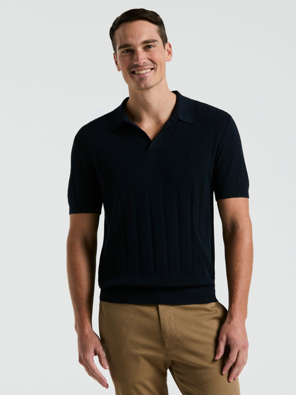 Mesh Stripe Sweater Polo -  Perry Ellis US