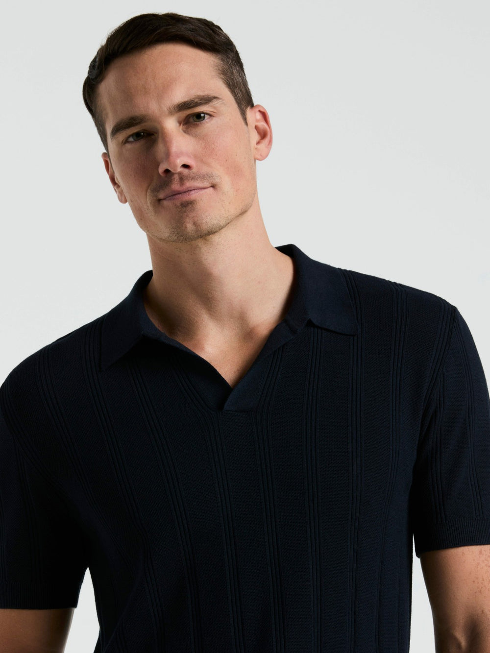 Mesh Stripe Sweater Polo -  Perry Ellis US