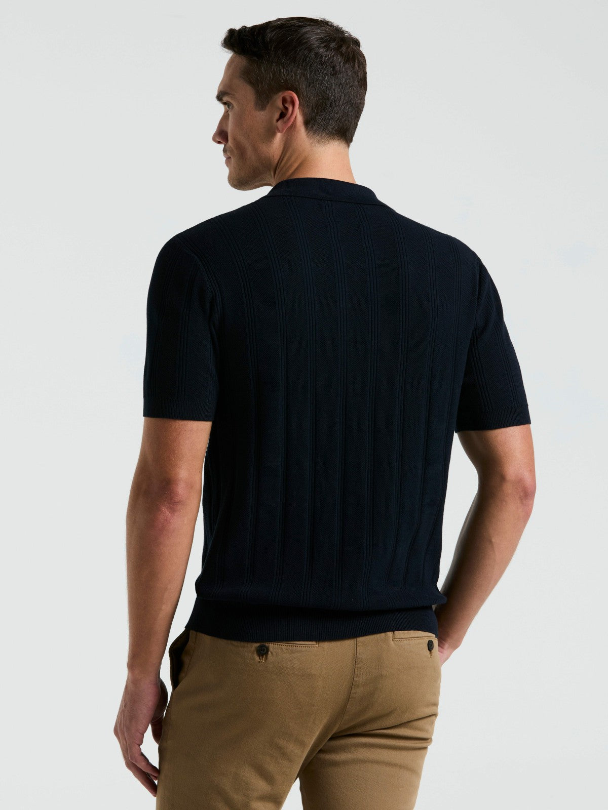 Mesh Stripe Sweater Polo -  Perry Ellis US