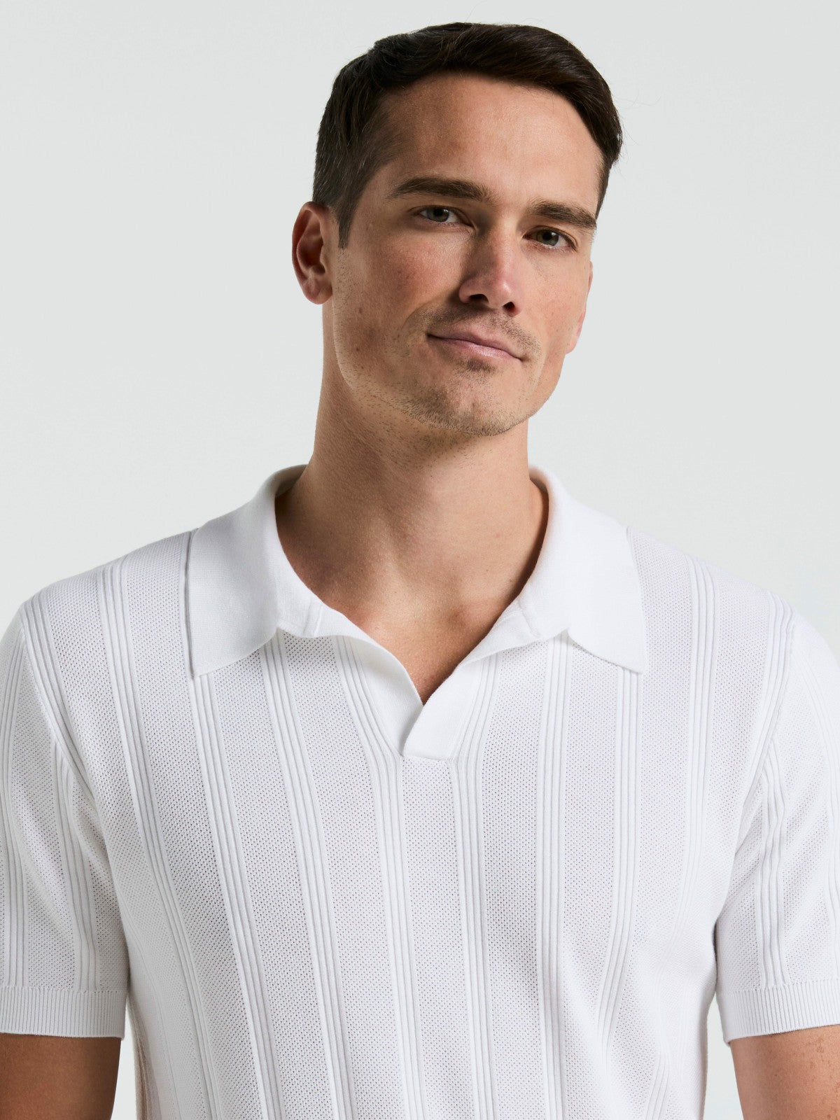 Mesh Stripe Sweater Polo -  Perry Ellis US