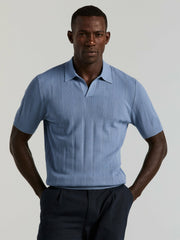Mesh Stripe Sweater Polo -  Perry Ellis US