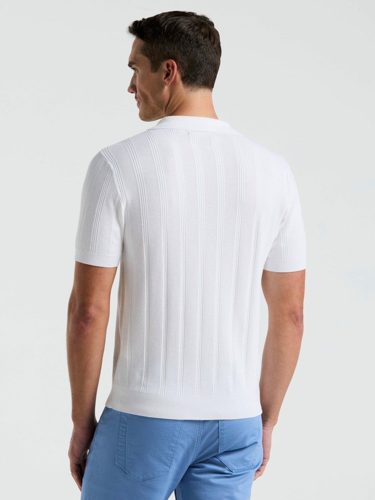Mesh Stripe Sweater Polo -  Perry Ellis US