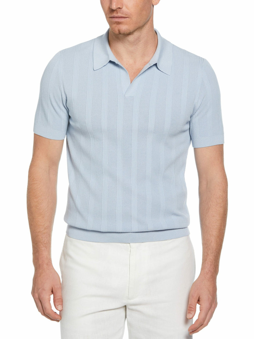 Mesh Stripe Sweater Polo -  Perry Ellis US