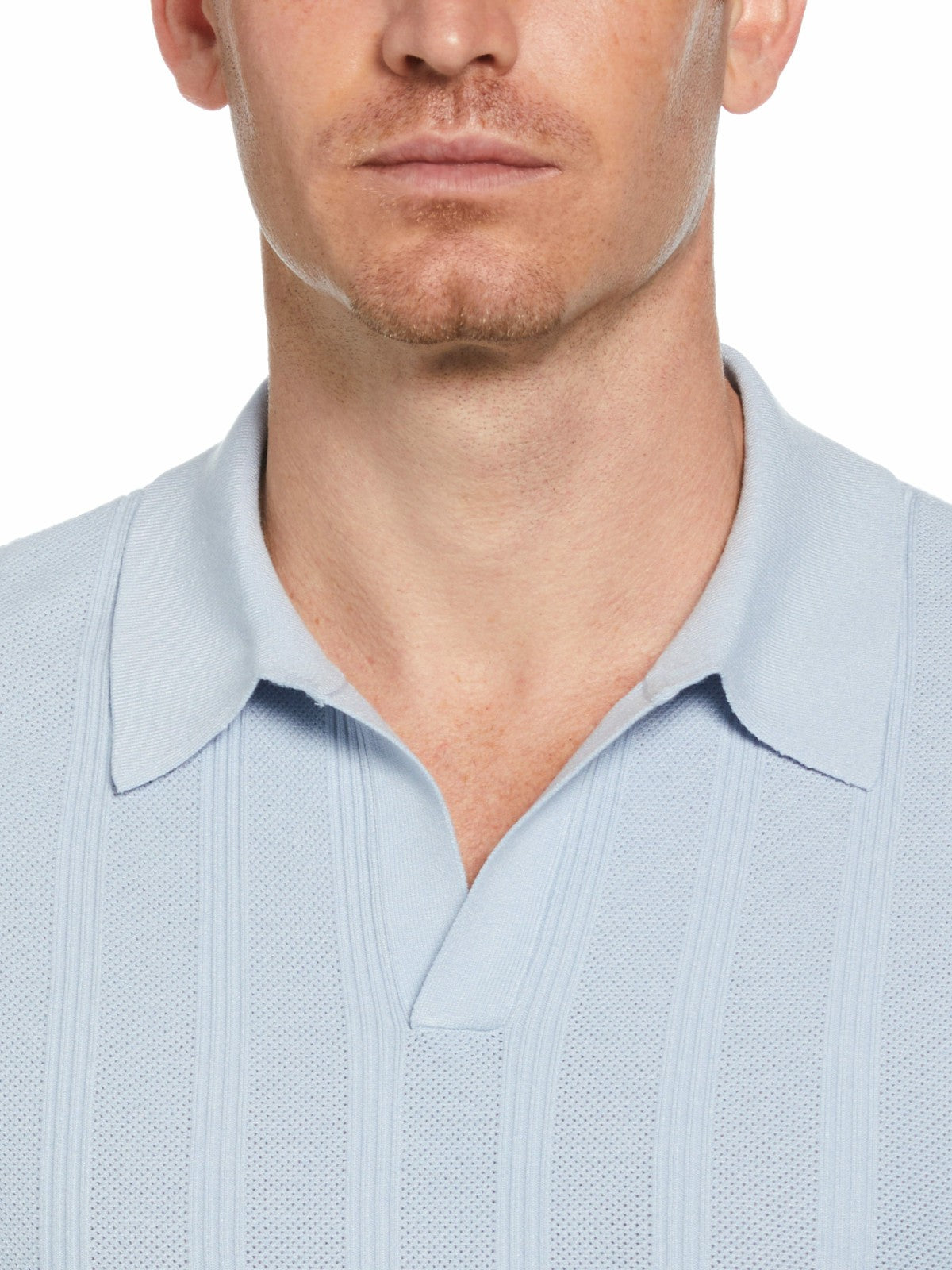 Mesh Stripe Sweater Polo -  Perry Ellis US