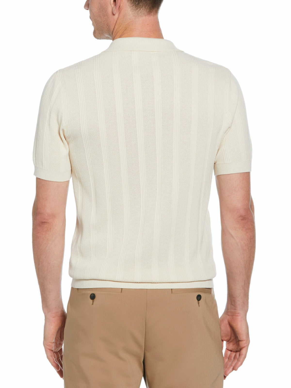 Mesh Stripe Sweater Polo -  Perry Ellis US