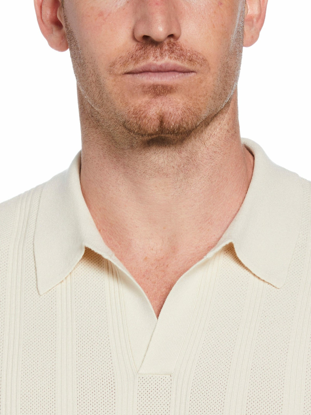 Mesh Stripe Sweater Polo -  Perry Ellis US