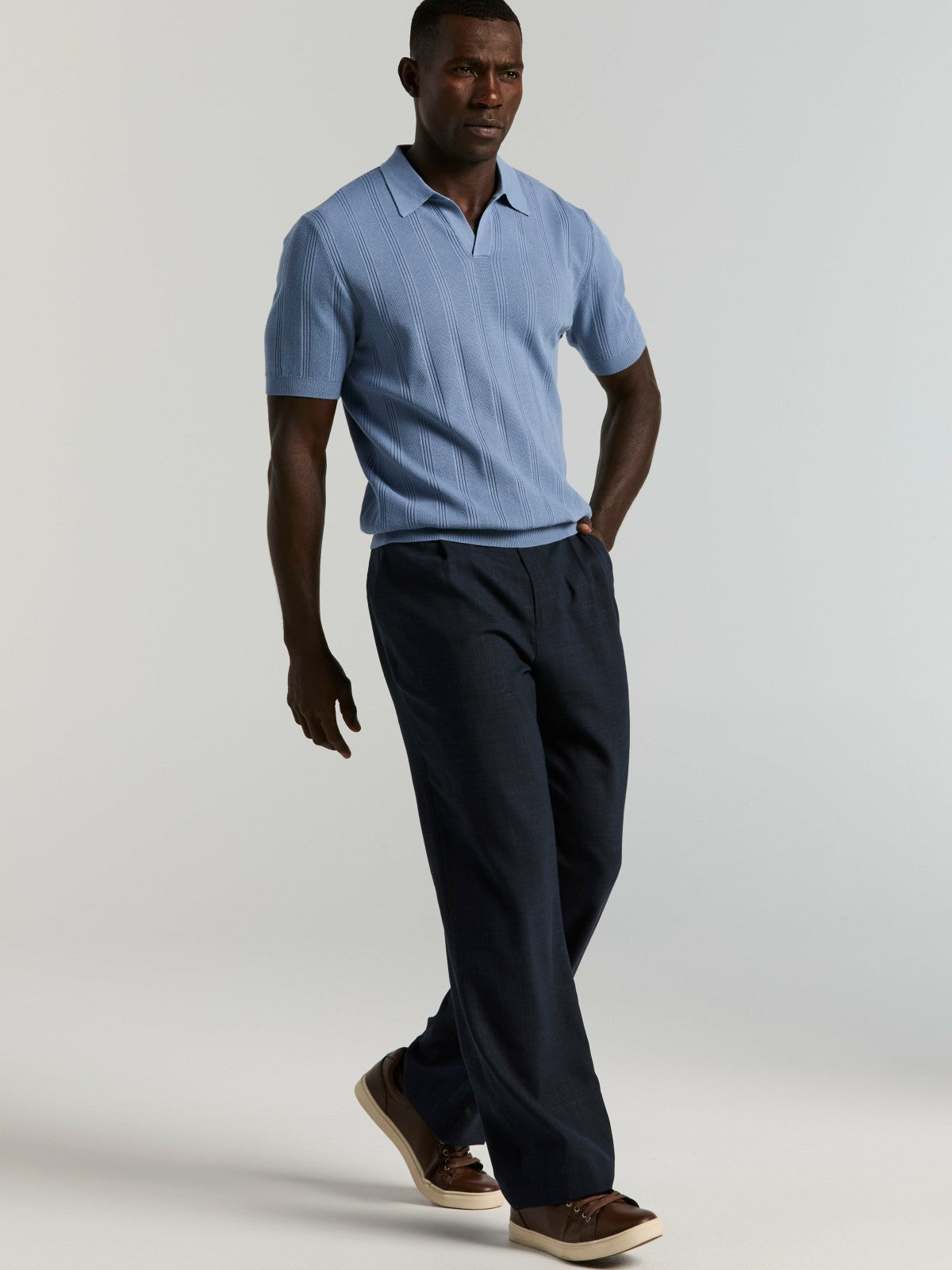 Mesh Stripe Sweater Polo -  Perry Ellis US