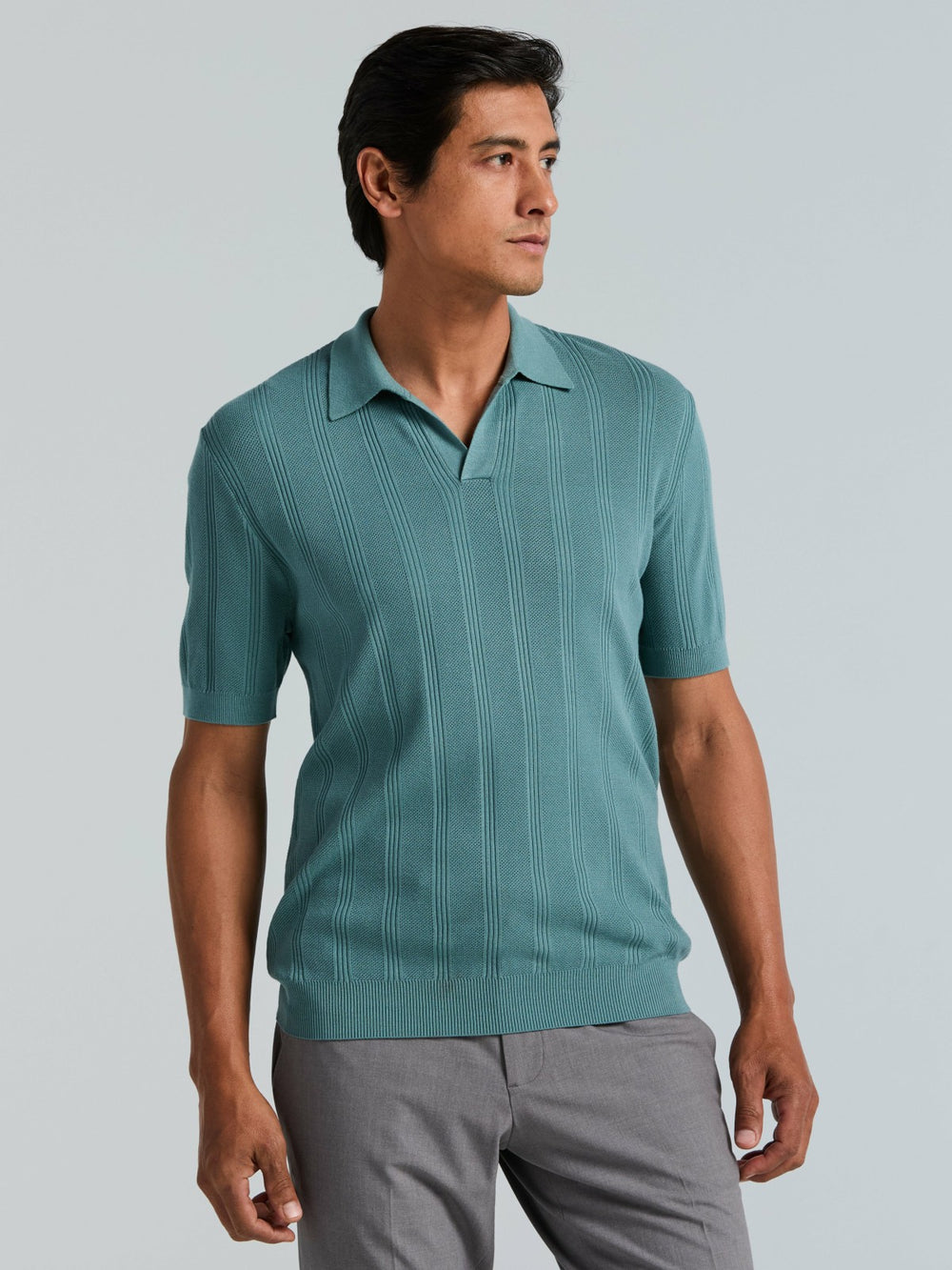 Mesh Stripe Sweater Polo -  Perry Ellis US