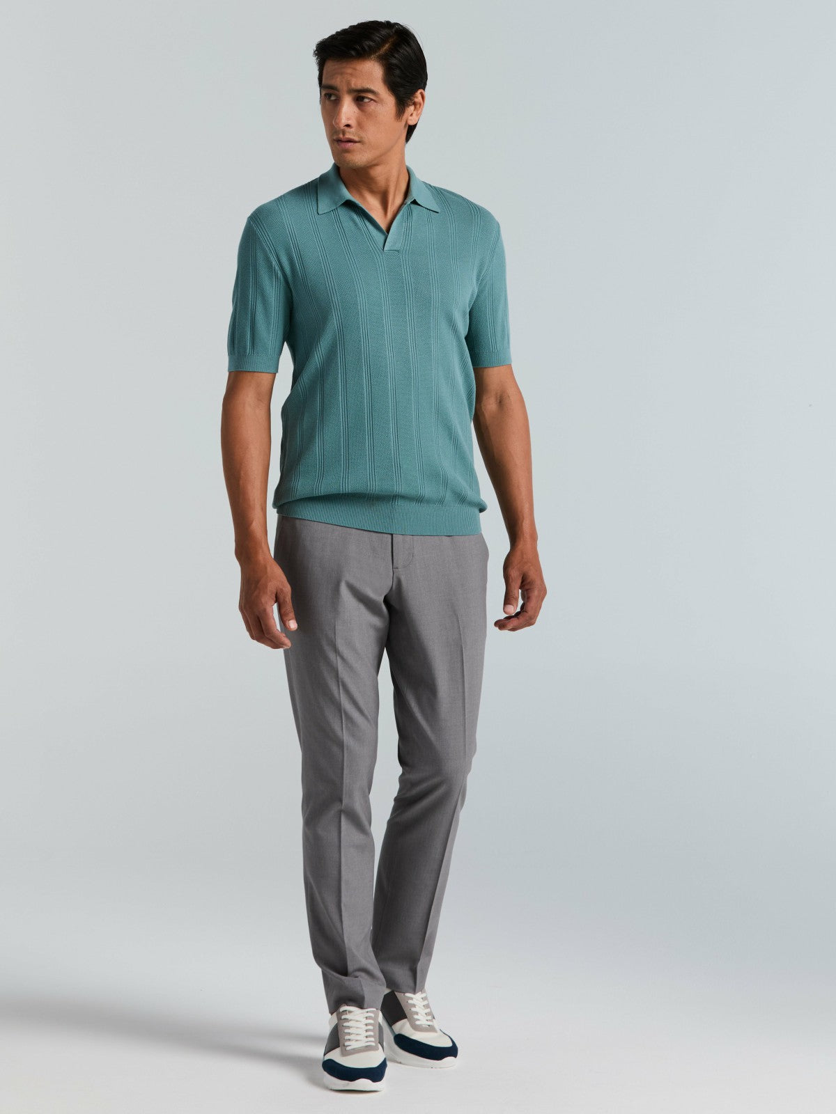 Mesh Stripe Sweater Polo -  Perry Ellis US