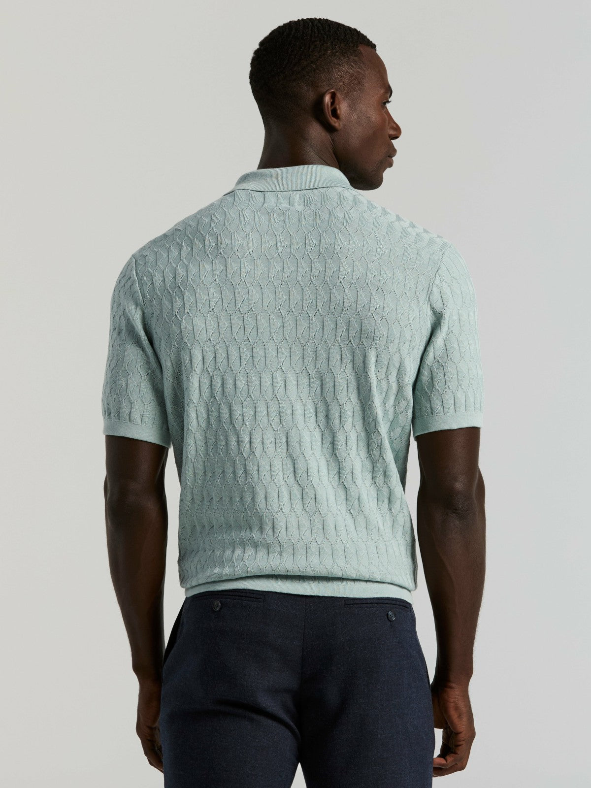Geometric Pattern Zip Polo Sweater -  Perry Ellis sale