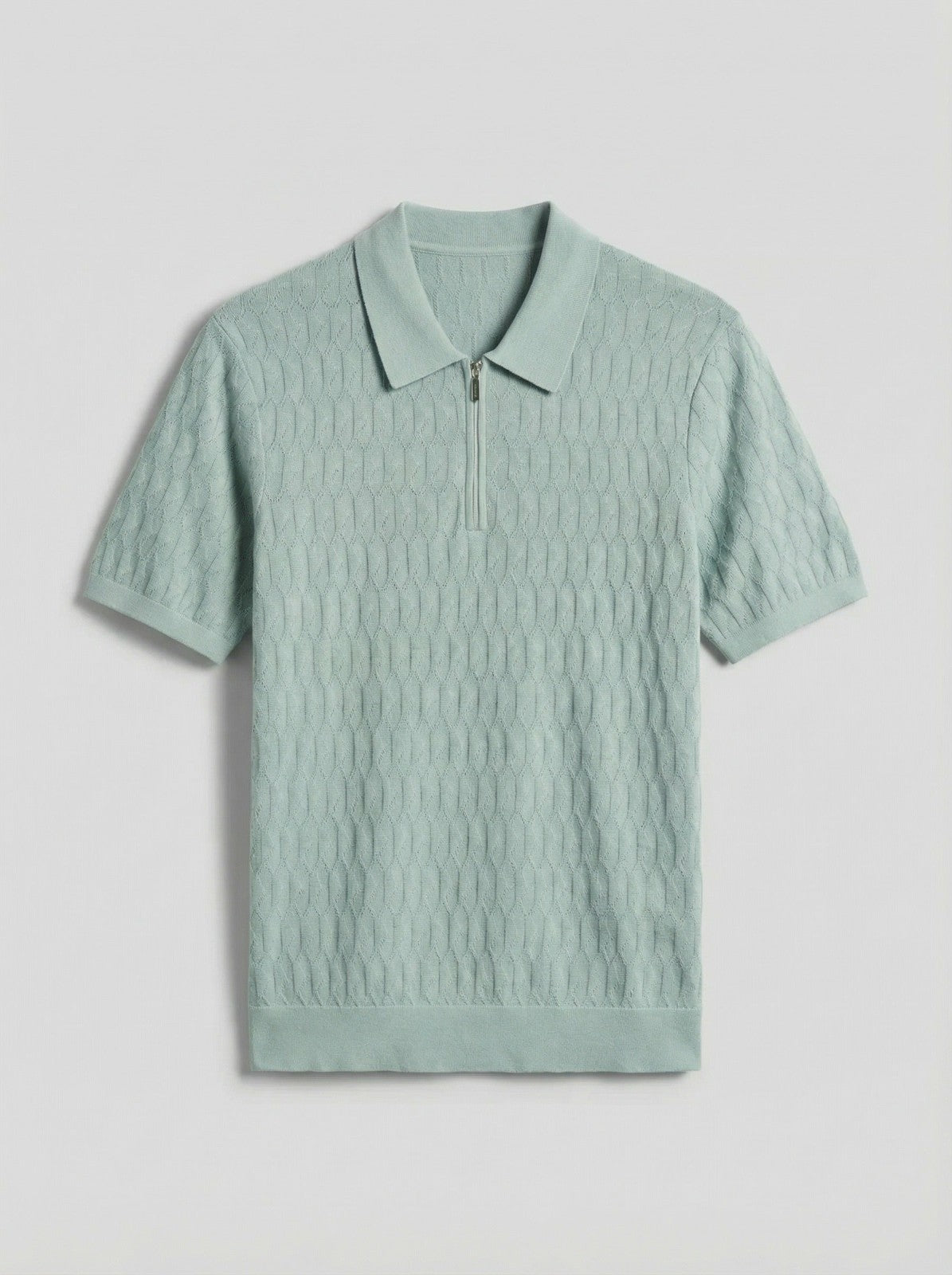 Geometric Pattern Zip Polo Sweater -  Perry Ellis sale