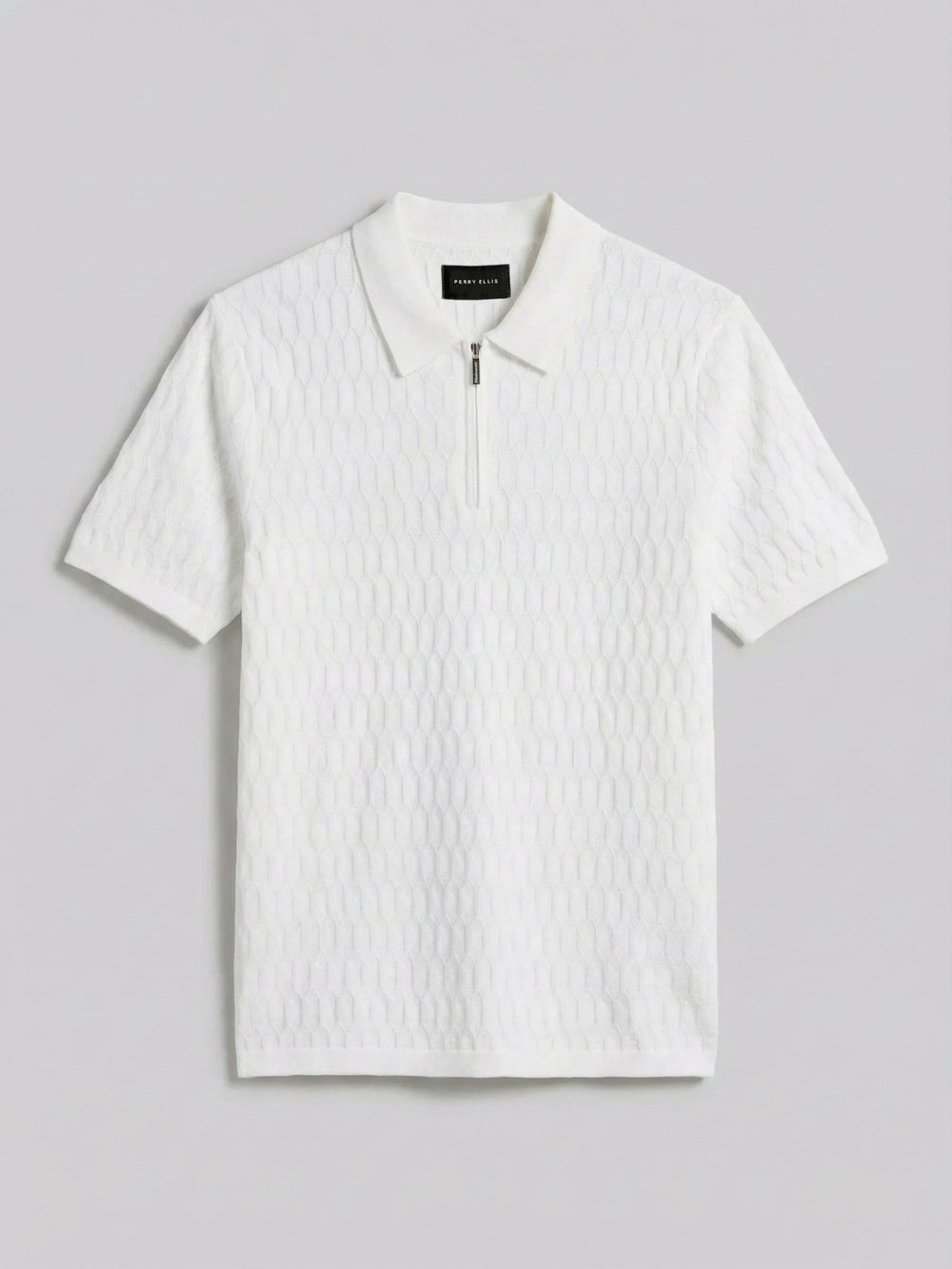 Geometric Pattern Zip Polo Sweater -  Perry Ellis sale