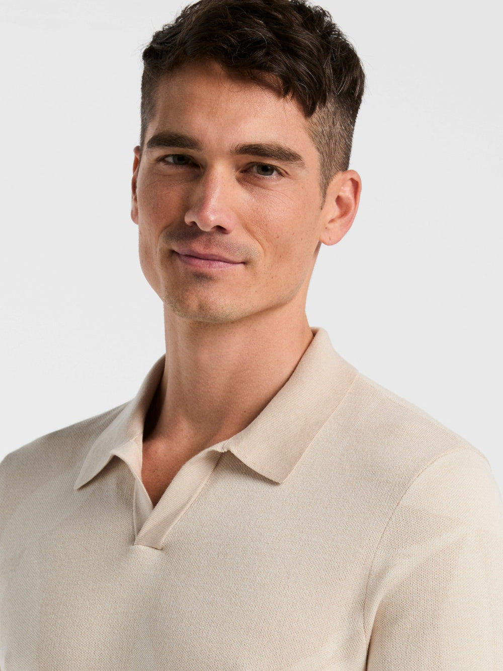 Leaf Print Open Collar Sweater Polo -  Perry Ellis for sale
