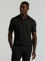 Cotton Jacquard 3 Button Sweater Polo -  Perry Ellis on sale