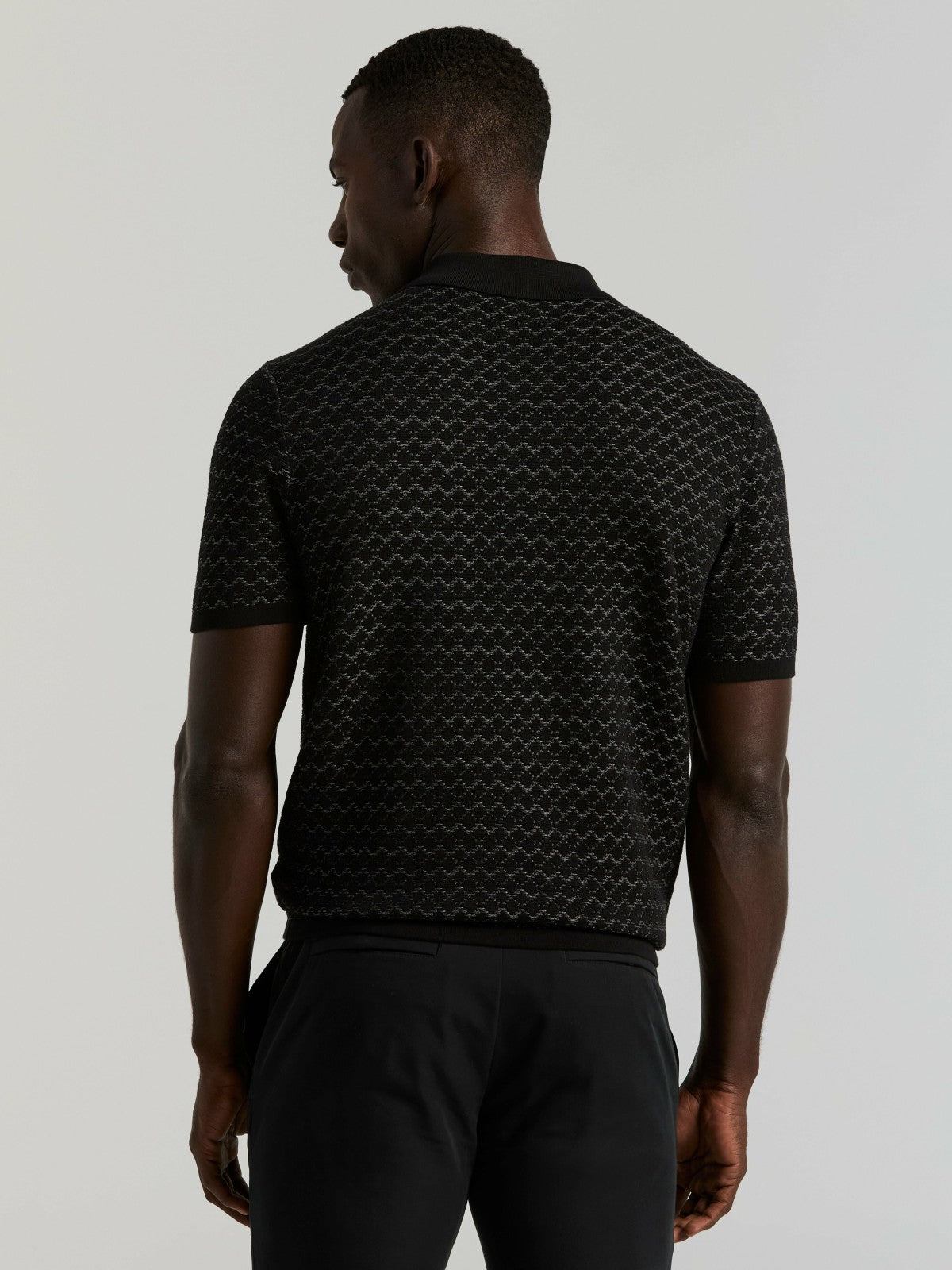 Cotton Jacquard 3 Button Sweater Polo -  Perry Ellis on sale