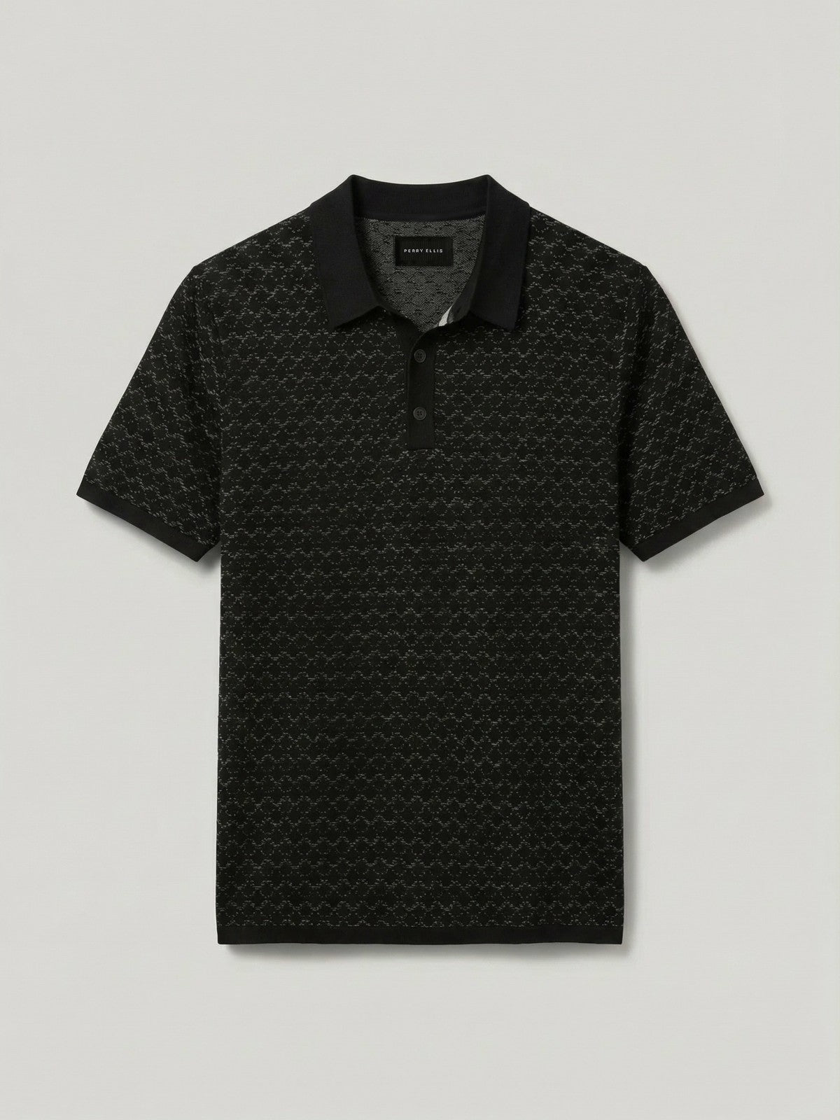 Cotton Jacquard 3 Button Sweater Polo -  Perry Ellis on sale