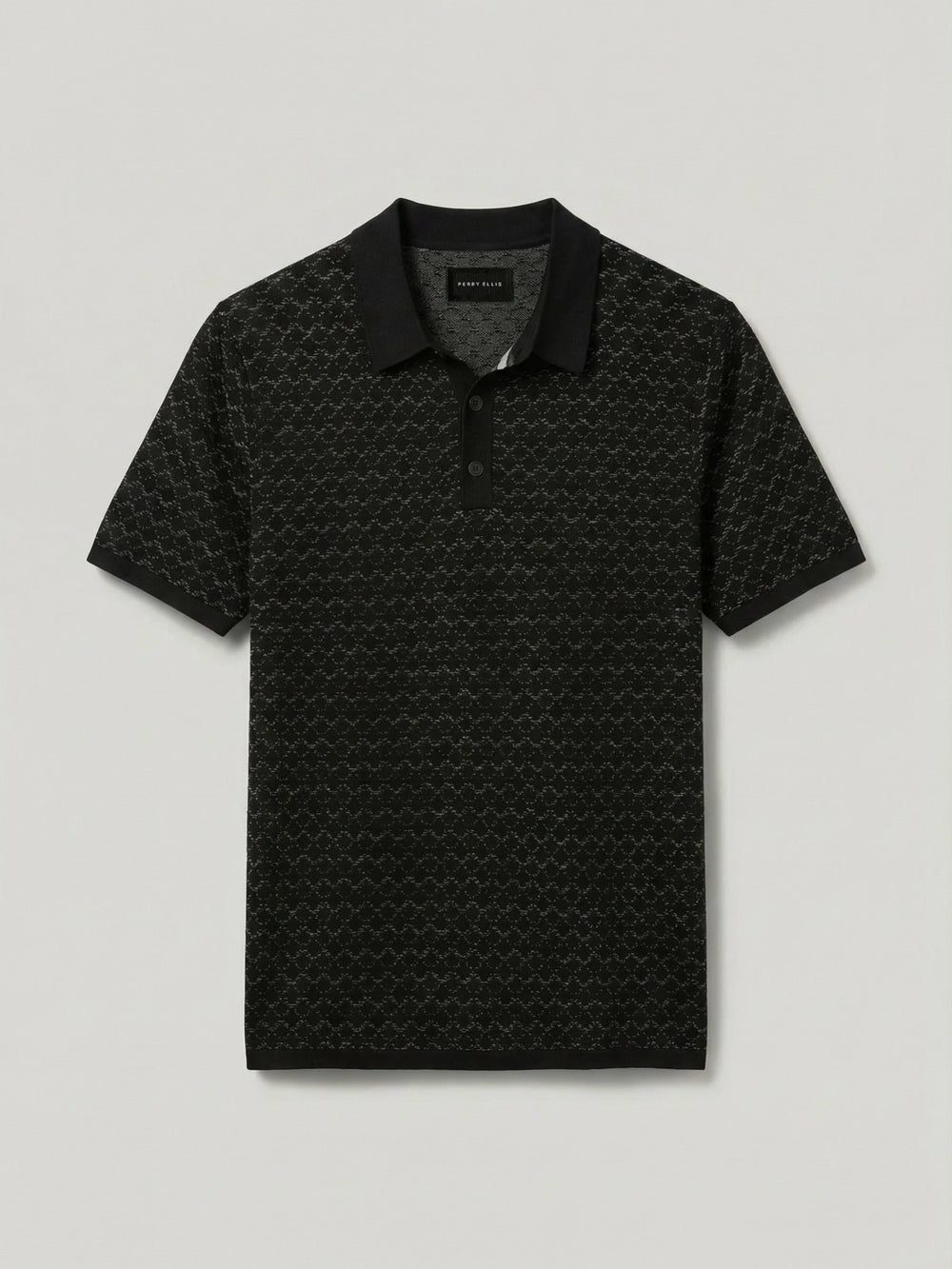 Cotton Jacquard 3 Button Sweater Polo -  Perry Ellis on sale