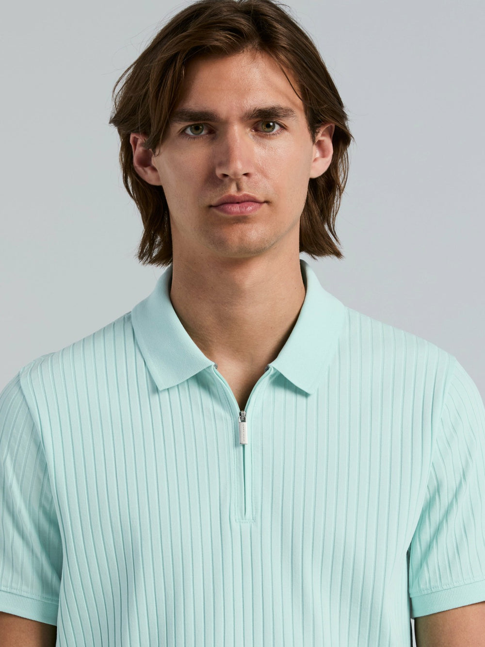 Quarter Zip Ribbed Polo -  Perry Ellis online